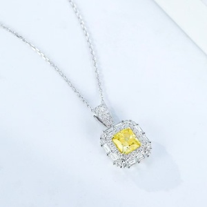 จี้เพชรทรง Asscher สีเหลืองแบบใหม่ สร้อยคอทองคำ 18k จี้เพชรทองคำ 14k - Product Image 3