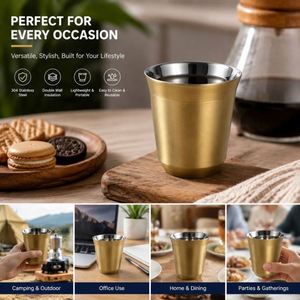 Taza Térmica Personalizada con Logotipo, 80 ml, 160 ml, 250 ml, Taza de Café de Acero Inoxidable 304 de Doble Pared, Taza de Café Espresso Italiana - Product Image 6