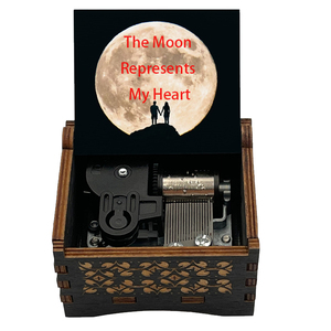 กล่องดนตรีไม้รูปพระจันทร์ แสดงออกถึงหัวใจของฉัน กล่องดนตรีไขลาน 18 โน้ต ของขวัญวันเกิดสำหรับแฟน ภรรยา ของที่ระลึก - Product Image 1