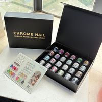 Nouveau SH – Kit de poudres à ongles effet chrome flash, 24 couleurs, pigment nacré personnalisé, poudre miroir effet pierre protéinée, poudre aurora, vente en gros