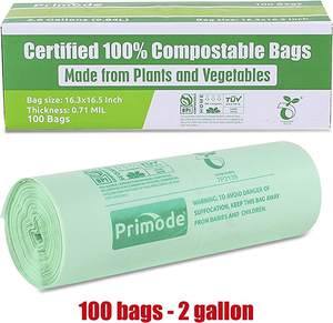 100% bolsas de basura compostables, 2,6 galones, 100 unidades, extra gruesas, 0,71 mil - Product Image 4