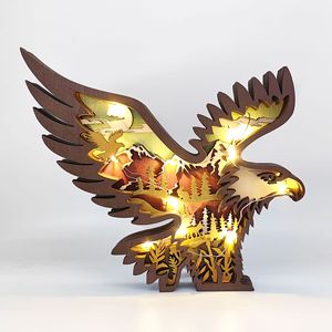 Figura de águila tallada en madera de varias capas Uionen, estilo montaña y bosque, adorno artesanal de madera con forma de animal para decoración del hogar - Product Image 4