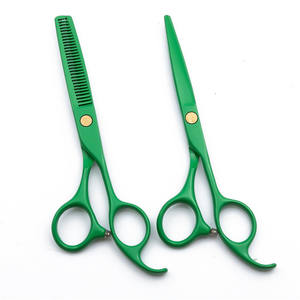 กรรไกรตัดผมมืออาชีพสแตนเลสใบมีดคมด้ามยาวสีเขียวเข้ม 6.0 นิ้วหัวตรงเครื่องมือเสริมความงาม - Product Image 4