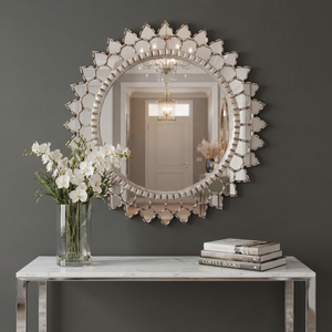 Artisanal Segments Sunburst Round <b>Crystal</b> Glass Handmade Wall <b>Mirror</b> REHMAN CRAFT - Product Image 1