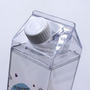 Wholesale 500ml/1000ml Acrylic <b>Plastic</b> Transparent Square Leak-Proof Dishwasher Safe Minimalist Party Carton Water Bottle Bulk - Product Image 1