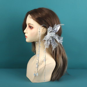 Nouvelles boucles d'oreilles sirène blanches faites à la main, design original 2024, chaîne de front, accessoires de maquillage, coiffe Hanfu - Product Image 2