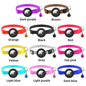 Einfarbiges Anti-Verlust Katzen-Halsband mit Apple Airtag-Hülle Kätzchen-Halsbänder mit Air Tag Halterung Einfarbige Haustierzubehör - Product Image 5