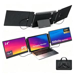 14-Zoll Tragbarer Monitor Full HD Dreifach-Bildschirm-Erweiterung für Laptops Typ-C Plus USB Plug-and-Play Kompatibel 1080P IPS <span class=keywords><strong>MacOS</strong></span> & Windows - Product Image 1