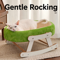 Lit à bascule pour chat en bambou rafraîchissant, grand nid ovale pour chat avec jouet en sisal, cadre en bois, canapé pour animaux de compagnie pour plusieurs chats, intérieur