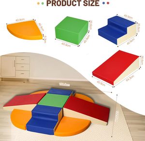 Équipement de jeu souple en cuir PU 9 pièces pour le développement moteur des tout-petits - Blocs de mousse pour enfants, jouets et meubles pour grimper et ramper - Product Image 2