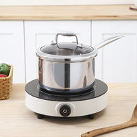 Set Peralatan Masak Stainless Steel 6 Buah Gaya Amerika, Aman untuk Oven dan Mesin Cuci Piring, Tutup Kaca Ramah Lingkungan, Panci dan Wajan dengan Dasar Berlapis Banyak