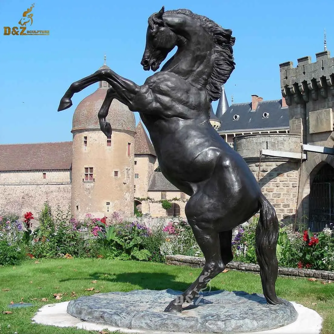 Estátua de metal grande de cobre de bronze para casa, escultura de cavalo em salto