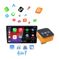 Boîtier CarPlay sans fil 4-en-1 de qualité supérieure, système Linux, WiFi 2.4G/5G, Android Auto, Airplay, Miracast, Bluetooth 5.4