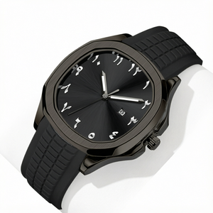 Reloj de Cuarzo Cuadrado Minimalista con Números Arábigos, Fecha Luminosa, Correa de Silicona, Reloj de Pulsera Analógico para Hombre - Product Image 1