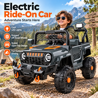 Camion électrique tout-terrain biplace pour enfants, haute qualité, en plastique, à piles, avec télécommande, lumières LED et musique, portes ouvrantes