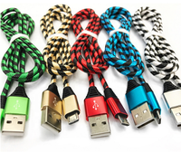 1 M 2 M 3 M Micro Data Nilon Dikepang Kabel USB