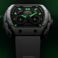 TIMEARTX Lüks Saatler Erkekler Silikon Kayış Gündelik Saatler Erkekler 30 m Su Geçirmez Büyük Kadran Aydınlık Kuvars İzle Tarih Göstergesi TA-5670