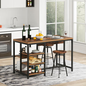 <span class=keywords><strong>Table</strong></span> <span class=keywords><strong>de</strong></span> <span class=keywords><strong>cuisine</strong></span>/îlot <span class=keywords><strong>de</strong></span> salle à manger convertible <span class=keywords><strong>en</strong></span> bois <span class=keywords><strong>de</strong></span> style industriel moderne avec rangement, expédiée par la poste - Product Image 4