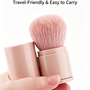 Pinceau à poudre libre rétractable, pinceau de maquillage portable de voyage, poils synthétiques doux, pinceau à blush et fond de teint avec étui de protection - Product Image 5