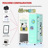 Machine de photomaton tout-en-un compatible SLR à impression instantanée, avec écran tactile et coque métallique, station de selfie pour
