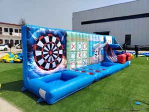Jeux gonflables commerciaux 4-en-1 pour fêtes foraines avec fléchettes, basketball et jeu de tir Tic-Tac-Toe pour parcs d'attractions et événements scolaires (location) - Product Image 3