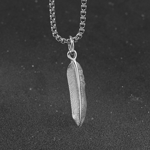 Collar de cadena con colgante de pluma de paloma de la paz, chapado en plata antigua retro, de acero inoxidable, para hombre, joyería. - Product Image 5