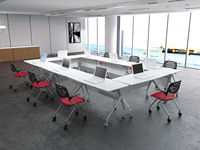 Table pliante contemporaine en aluminium avec roulettes, réponse rapide 24h, pour formation scolaire, grande salle de conférence et réunions combinées