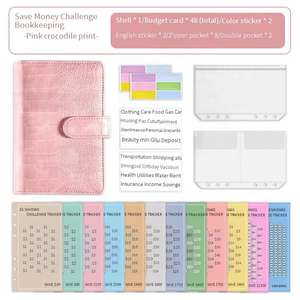 Cuaderno planificador de presupuesto de hojas sueltas con estampado de cocodrilo de PU A6 personalizado Carpeta de 6 anillas diario de bolsillo de desafío de ahorro - Product Image 2