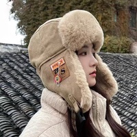 Invierno grueso cálido sombrero hombres mujeres moda a prueba de viento cálido protección para los oídos sombrero de montar poliéster volador Ushanka frío sombrero