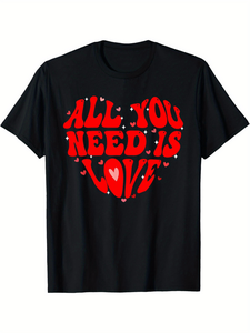 T-shirt per San Valentino con stampa retrò vintage, 100% cotone, vestibilità regolare, manica corta, da uomo - Product Image 1