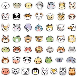 Vente flash, autocollants en PVC écologiques, 50 pièces, style mignon, animaux, 2 collections - Product Image 1