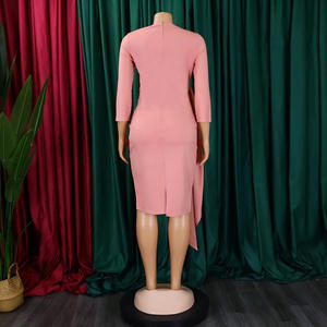 Abito da ufficio caldo <span class=keywords><strong>con</strong></span> maniche <span class=keywords><strong>a</strong></span> <span class=keywords><strong>tre</strong></span> <span class=keywords><strong>quarti</strong></span> <span class=keywords><strong>con</strong></span> cinghie pieghettate Maxi <span class=keywords><strong>abiti</strong></span> da donna eleganti - Product Image 2