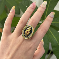 Bague en métal vintage personnalisée bijoux de mode fins émail coeur et fleur motif cuivre plaqué or pour femmes montre pour hommes cadeau lui