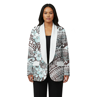Blazer élégant et décontracté sur mesure pour femme, style polynésien, tribal, à manches longues et col rabattu, inspiré des tenues traditionnelles des Fidji