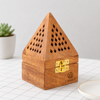 Boîte rectangulaire en bois ancien écologique avec brûleur à spirale sculpté pour la méditation, décoration professionnelle et cadeau