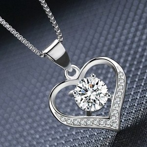 CAOSHI dulce niñas regalo amor corazón forma mujeres Bling Zircon piedra plateado caja cadena lindo hueco corazón señoras collar - Product Image 2