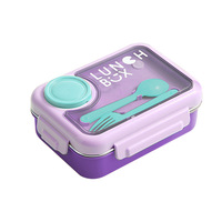 Boîte à lunch pour enfants en acier inoxydable 304 à deux ou trois compartiments avec cuillère fourchette couverts boîte à lunch portable scellée pour enfants