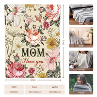 Couverture personnalisée avec photo et texte, couverture en flanelle vintage à fleurs personnalisée, couverture douce, chaude et confortable pour canapé-lit