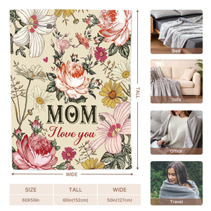 Manta Personalizada con Foto y Texto, Manta de Franela con Diseño Floral Vintage, Suave, Cálida y Acogedora para Sofá o Cama - Product Image 2