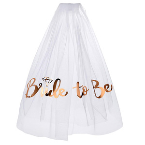 Bride To Be Bridal Set Rose Gold <b>Veil</b> Headband Sash Stickers For Bachelorette Party - Product Image 2