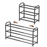 Étagère à chaussures réglable en métal robuste, autoportante et extensible à 3 niveaux pour salon, salle à manger, entrée - Style moderne