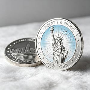 Moneda Conmemorativa de la Estatua de la Libertad, Personalizada, de Aleación de Zinc Fundido a Presión, Plateada, con Impresión UV, para Regalo Turístico - Product Image 1
