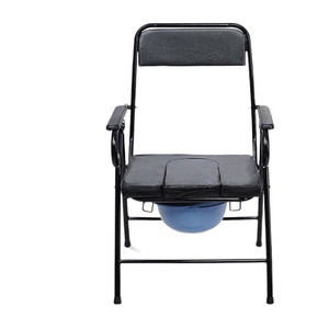 Folding <b>Commode</b> <b>Chair</b> With Potty Seat For Elderly And Pregnant Women Hospital Use Black Color - Product Image 1