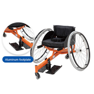 <span class=keywords><strong>Fauteuil</strong></span> <span class=keywords><strong>roulant</strong></span> de sport en aluminium manuel certifié CE avec revêtement en poudre orange, repose-pieds réglable - Modèle de course léger - Product Image 4