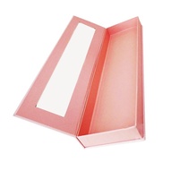 Boîte cadeau magnétique en papier rose de luxe, imperméable, avec fenêtre semi-transparente et doublure en éponge gaufrée, pour lot de perruques, vente en gros, logo personnalisé