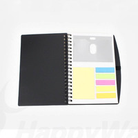 Carnet publicitaire promotionnel Allegheny avec notes adhésives, marque-pages et stylo, couverture en PVC personnalisable avec logo, bloc-notes