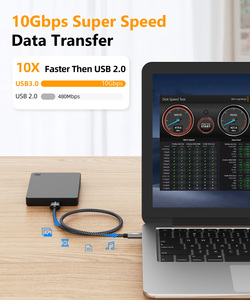 Cable de carga USB C de alta velocidad SUNGUY, trenzado de nailon, 1 m, cable de datos de carga rápida para teléfono y portátil. - Product Image 2