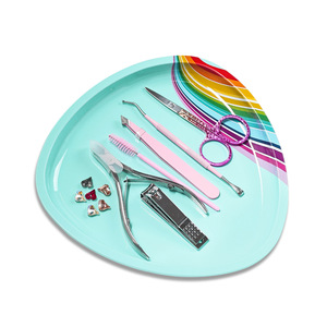 Plateau de rangement en acier inoxydable en forme de cœur pour bijoux, plateau de rangement triangulaire pour outils de manucure et gel à ongles - Product Image 2