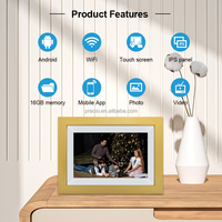 Pros 10,1 "Marco de fotos digital inteligente WiFi Marco DE FOTOS electrónico Pantalla táctil IPS de madera Rotación automática Frameo Fotos Vídeos Aplicación