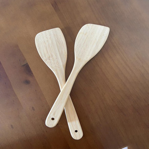 Espátula de bambú, paquete de 2 utensilios de cocina antiadherentes con mango largo para uso en cocina y wok - Product Image 2